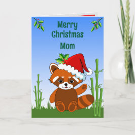 Red Panda Christmas Folded Greeting Card カード