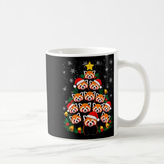 Red Panda Christmas Tree Funny Animal コーヒーマグカップ (右)
