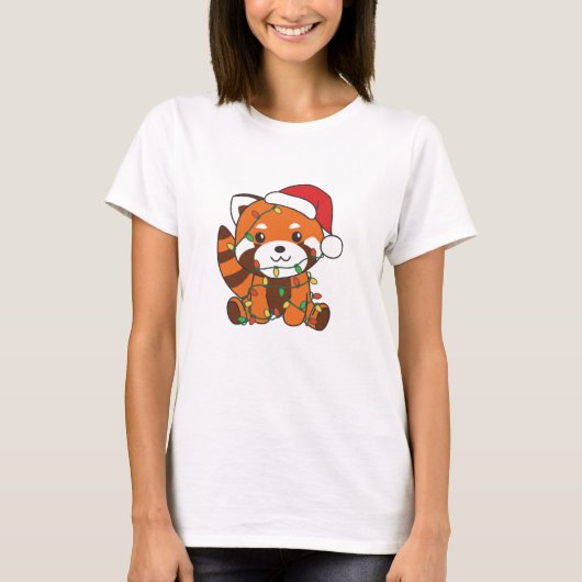 Red Panda Christmas Winter Animals Red Pandas Tシャツ (正面)
