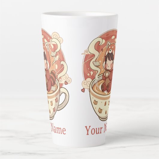 Red Panda Coffee & Latte 17oz Mug do カフェラテマグ (正面)