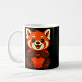 Red Panda Doing Heart With Hands Valentines Day コーヒーマグカップ (左)