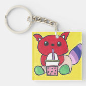 Red Panda Drinking Boba キーホルダー (正面)