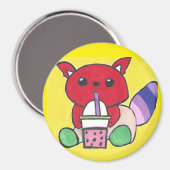 Red Panda Drinking Boba マグネット (正面/裏面)