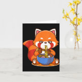 Red Panda Eating Ramen Japanese Soup Zoo Animal Zo カード (黄色い花)