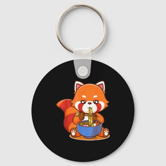 Red Panda Eating Ramen Japanese Soup Zoo Animal Zo キーホルダー (正面)