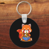 Red Panda Eating Ramen Japanese Soup Zoo Animal Zo キーホルダー (正面)