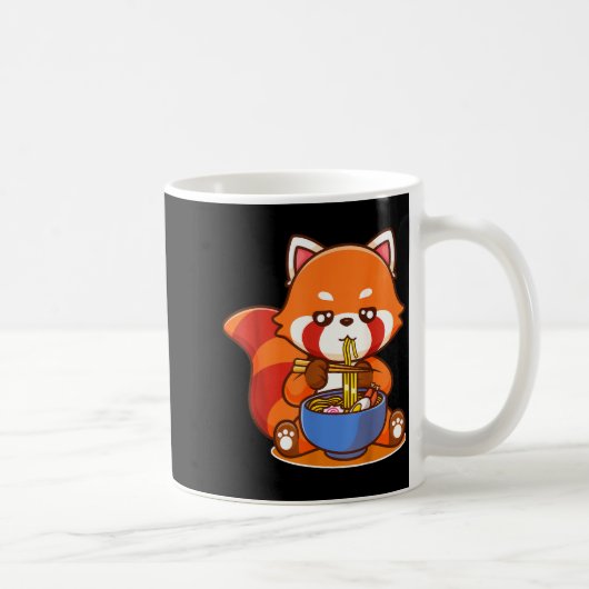 Red Panda Eating Ramen Japanese Soup Zoo Animal Zo コーヒーマグカップ (右)