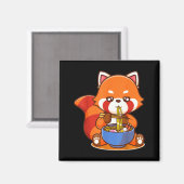 Red Panda Eating Ramen Japanese Soup Zoo Animal Zo マグネット (正面/裏面)