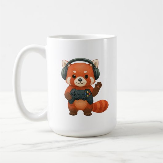 Red Panda Gamer、ゲームコントローラ、ヘッドフォン コーヒーマグカップ (左)