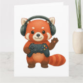 Red Panda Gamer, Gaming Controller & Headphones カード (正面)