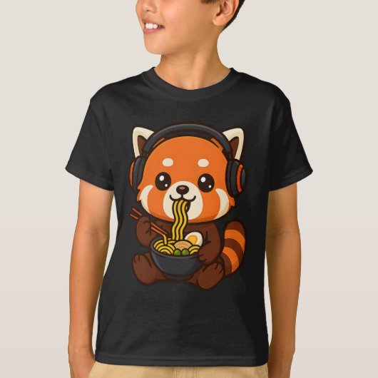 Red Panda Gaming ゲーマーのラーメンタイム Tシャツ (正面)
