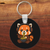 Red Panda Gaming Gamer Eating Ramen キーホルダー (正面)