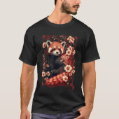 Red Panda Japanese Cherry Blossom Flower Tシャツ (正面)