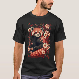 Red Panda Japanese Cherry Blossom Flower Tシャツ
