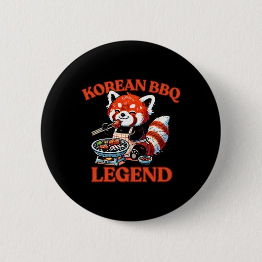 Red Panda Korean Bbq Legend  缶バッジ (正面)