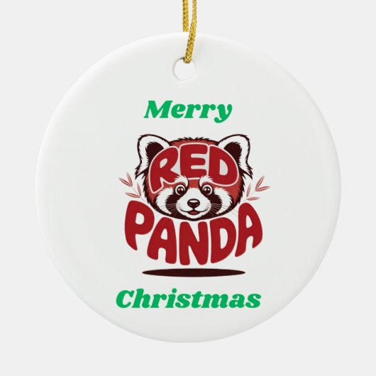 Red Panda Merry Christmas セラミックオーナメント (正面)