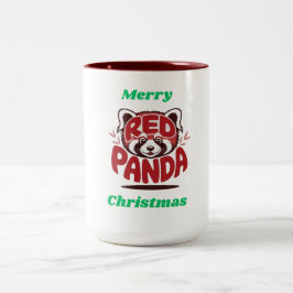 Red Panda Merry Christmas ツートーンマグカップ