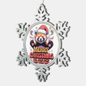 Red Panda Merry Christmas 12/25/25 スノーフレークピューターオーナメント (右)
