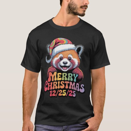 Red Panda Merry Christmas 12/25/25 Tシャツ (正面)