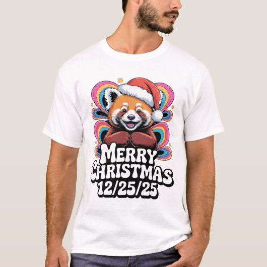 Red Panda Merry Christmas 12/25/25 Tシャツ (正面)