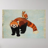 Red Panda & Owl Art Poster ポスター (正面)