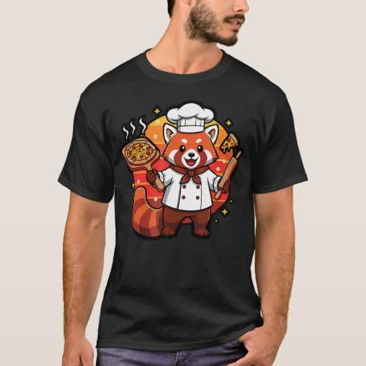 Red Panda Pizza Chef Cooking Tシャツ (正面)