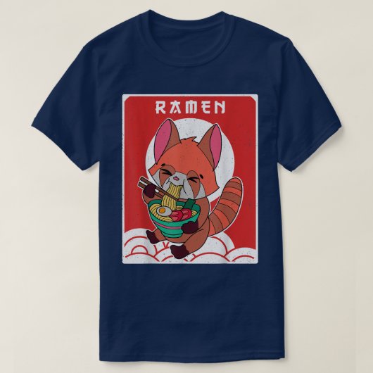 Red Panda Ramen Noodle Japan Cuisine Japanese Asia Tシャツ (デザイン正面)