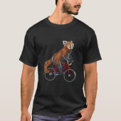 Red Panda Riding Bicycle Biker Cyclist Tシャツ (正面)