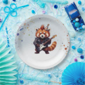 Red Panda Rocker Birthday Plates ペーパープレート (パーティー)