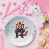Red Panda Rocker Birthday Plates ペーパープレート (パーティー)