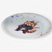 Red Panda Rocker Birthday Plates ペーパープレート (アングル)