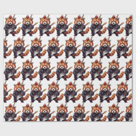 Red Panda Rocker Birthday Wrapping Paper ラッピングペーパー