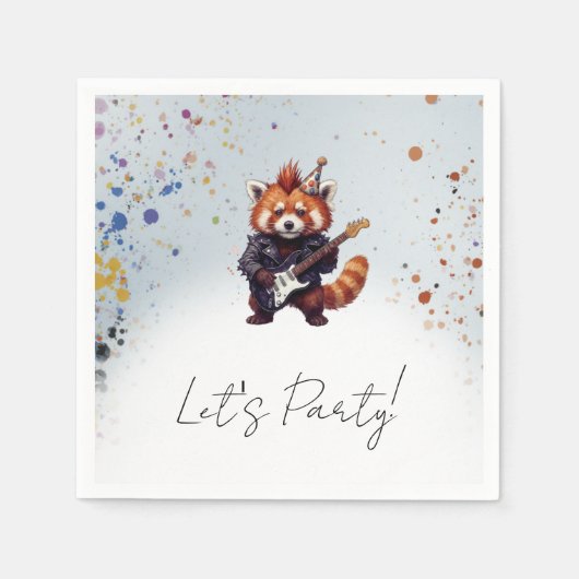 Red Panda Rocker Cocktail スタンダードカクテルナプキン (正面)