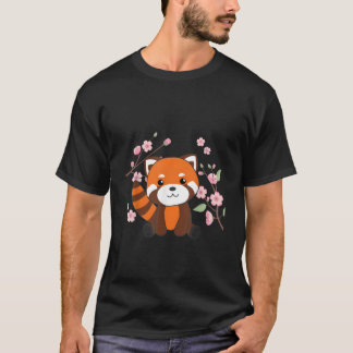 Red Panda Sweet Animals For Kawaii Cherry Blossoms Tシャツ