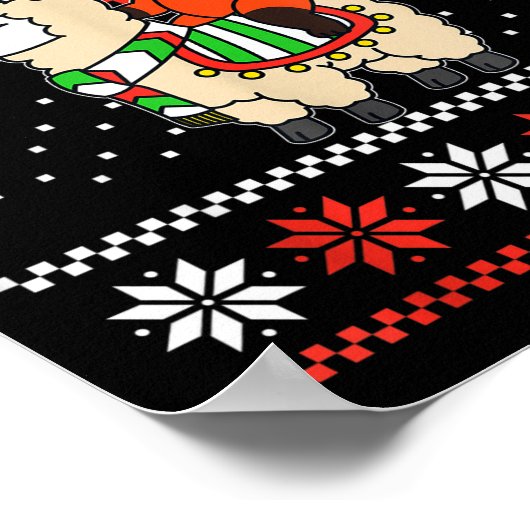 Red Panda Ugly Christmas Sweater Reindeer Llama Ri ポスター (角)
