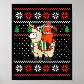 Red Panda Ugly Christmas Sweater Reindeer Llama Ri ポスター (正面)