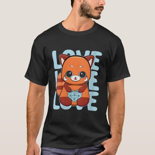 Red Panda With Holding Fathers Day Tシャツ (正面)