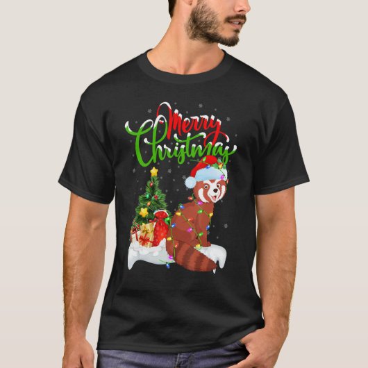 Red Panda Xmas Decorations Santa Red Panda Chris Tシャツ (正面)
