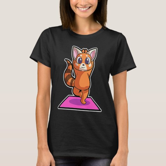 Red Panda Yoga Poses Sport Gymnastics Ohm Heartbea Tシャツ (正面)