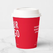 Red Paper Cups with Lids Custom Business Logo 8 oz 紙コップ (左)