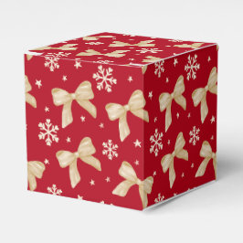 Red Party Favor Box with Gold Bow Pattern  フェイバーボックス