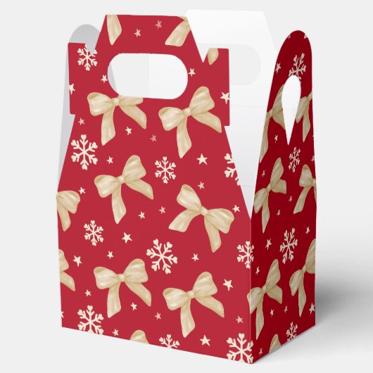 Red Party Favor Gable Box with Gold Bow Pattern  フェイバーボックス (オープン)