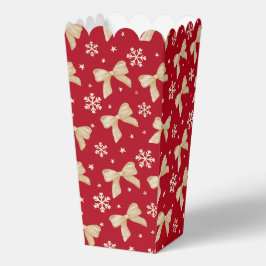Red Party Favor Popcorn Box with Gold Bow Pattern  フェイバーボックス