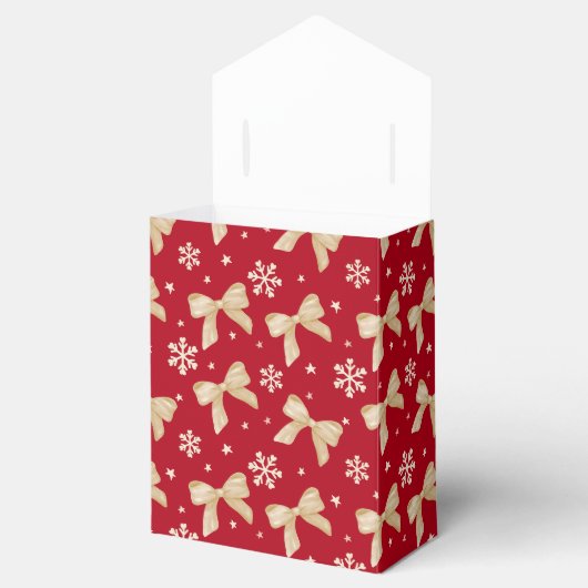Red Party Favor Tent Box with Gold Bow Pattern フェイバーボックス (オープン)