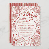 Red Pasta Party Holy Canolli Italian Birthday 招待状 (正面/裏面)