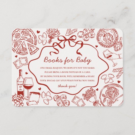 Red Pasta Special Delivery Italian Books for Baby エンクロージャーカード (正面)