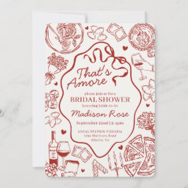 Red Pasta Thats Amore Italian Bridal Shower 招待状