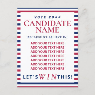 Red Patriotic Political Republican Campaign  インビテーションポストカード