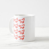 Red Pattern Horse Outline Mug | Zodiac Line Art コーヒーマグカップ (正面左)