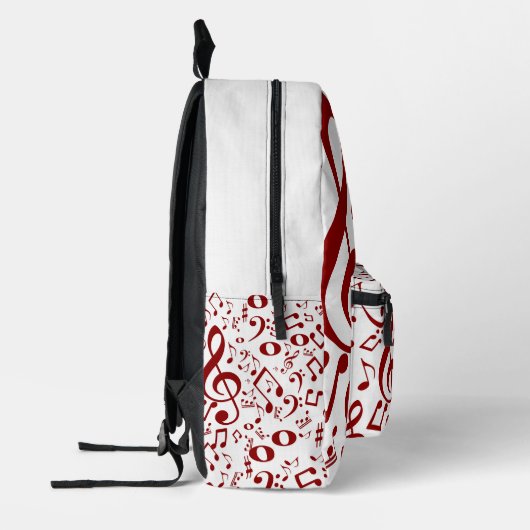Red  Pattern Sound Notes プリントバックパック (左)